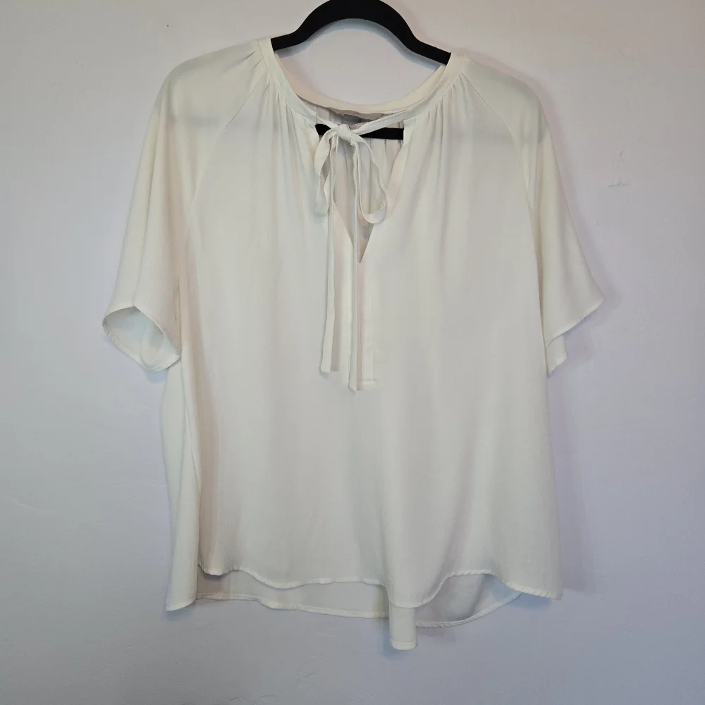 H&M Women's Medium White Tie Neck Blouse